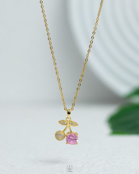 white & pink cherry necklace