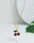 red cherry gold necklace