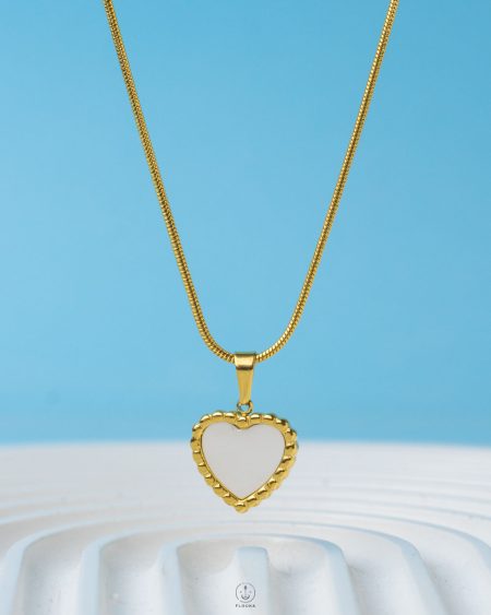 white heart gold necklace