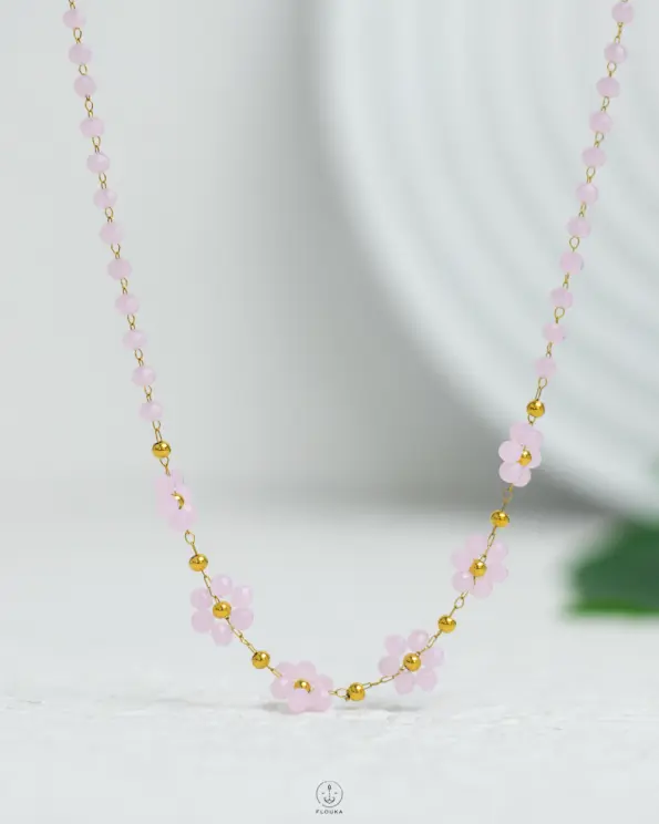 pink hand made necklace