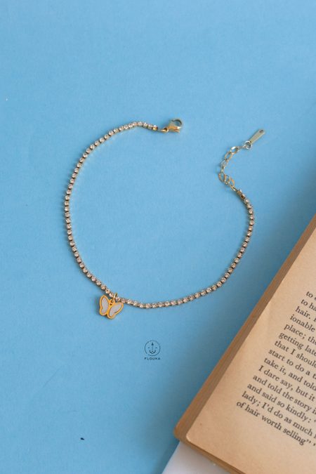 gold straus butterfly anklet