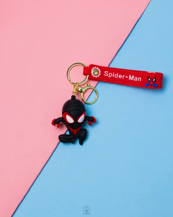 black SPIDER MAN rapper keychain