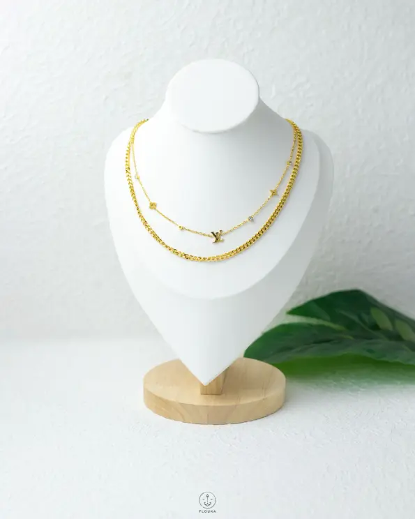 double layer basic lous vuitton necklace