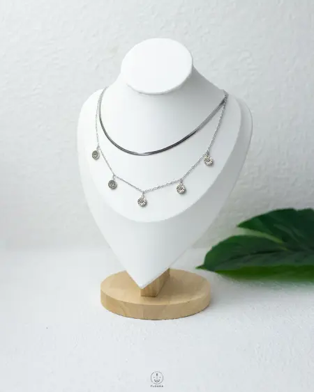 double layer bulgari silver necklace