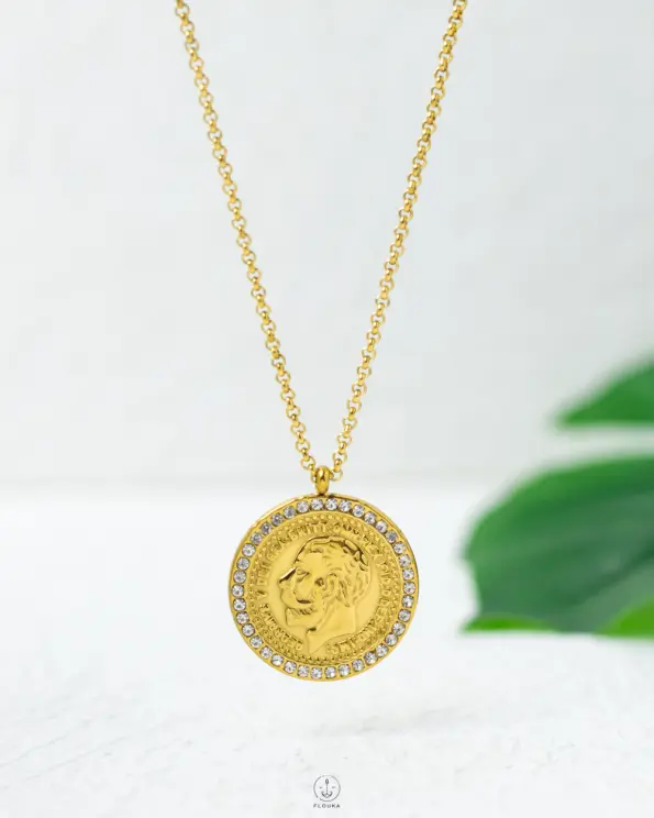 gold straus coin necklace