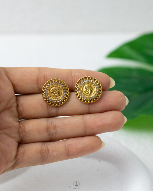 gold straus coin earrings