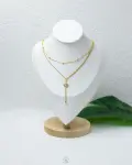 double layer white sun necklace