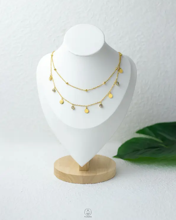 double layer circle straus necklace