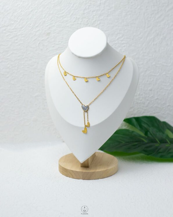 double layer heart necklace