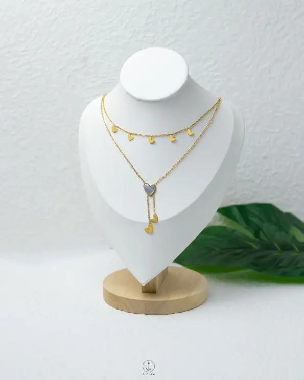 double layer heart necklace