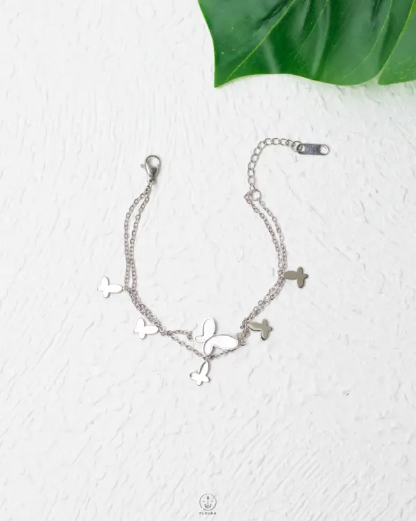 double layer butterfly silver bracelet