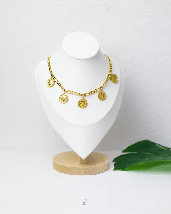 gold chains coins necklace