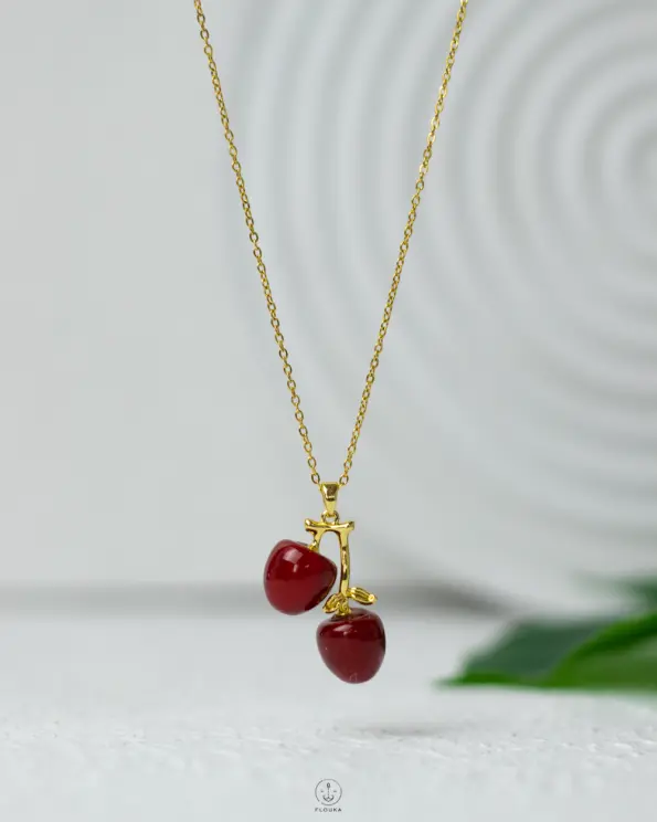 red cherry gold necklace