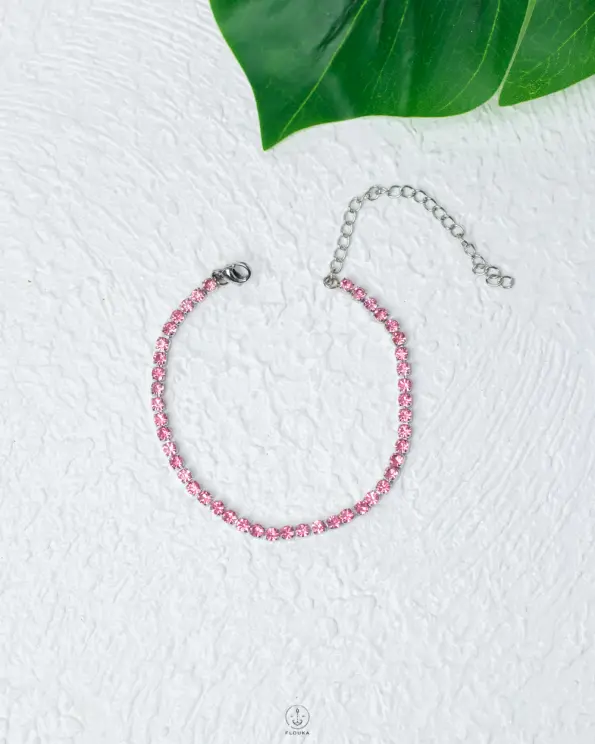 pink silver tennis bracelet