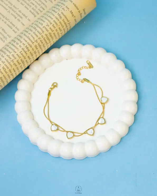 double layer heart anklet
