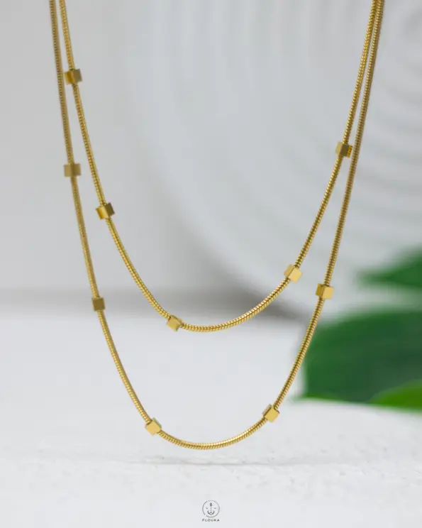 double layer gold necklace