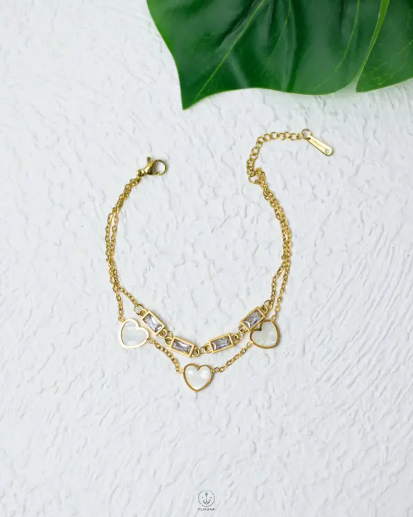 white heart gold bracelet