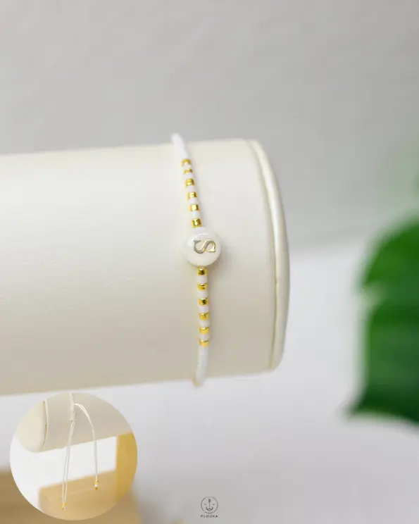 white letter ( s ) hand made bracelet