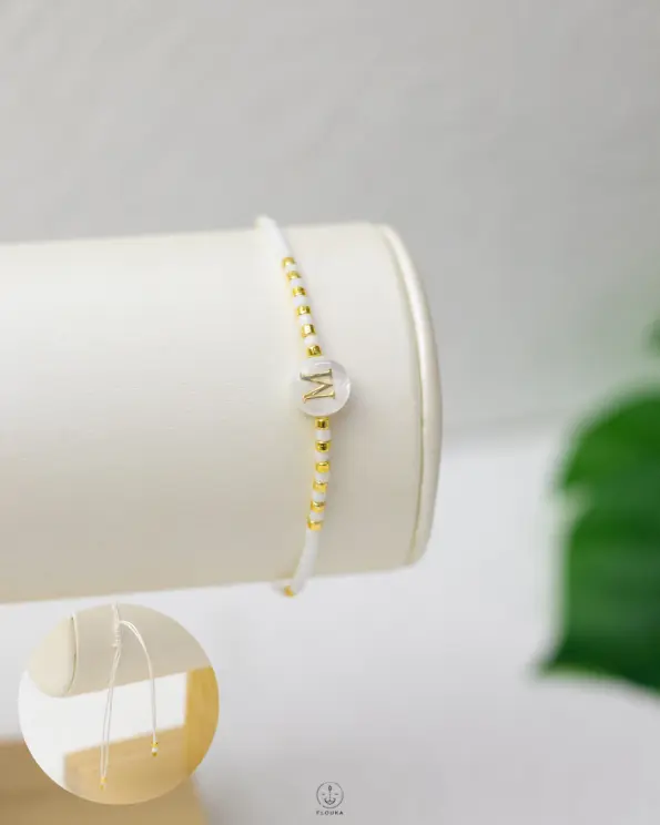 white letter ( M ) hand made bracelet