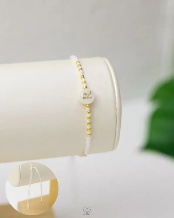 white letter ( R ) hand made bracelet