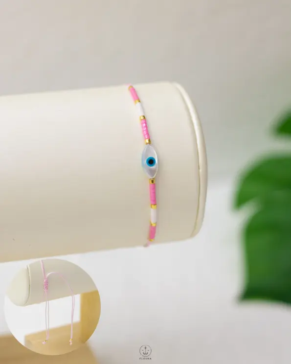 pink eye miyuki bracelet