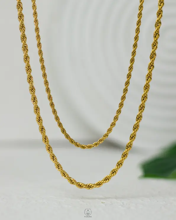 douple layers rope gold necklace