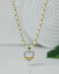 fake pearl silver heart necklace