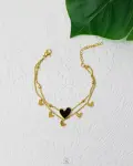 double layer black heart bracelet