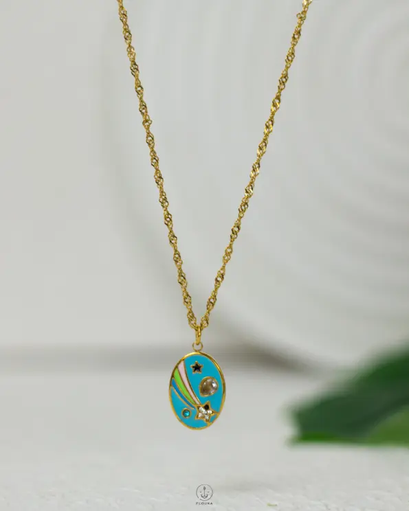 stars blue gold necklace
