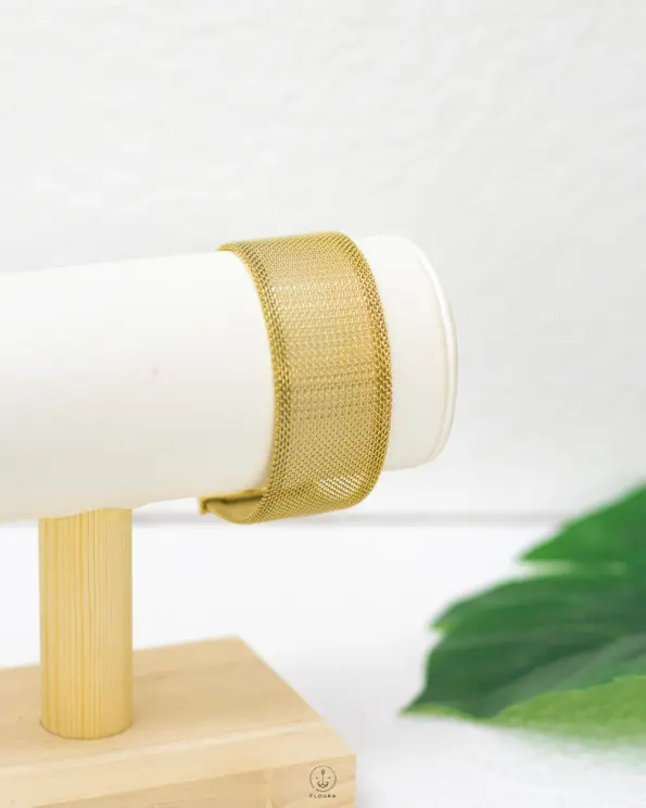 flat fance bar gold bracelet