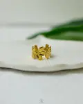 half flower gold free size ring