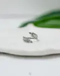 double leafs silver ring