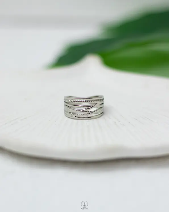 mix layers silver wide ring