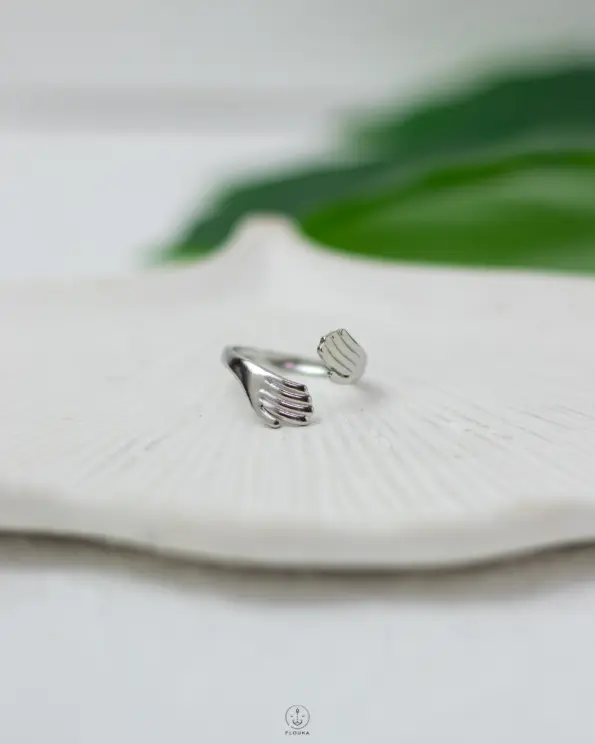double hand silver ring