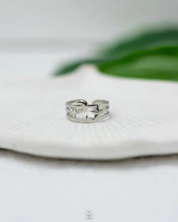 crescent moon silver ring