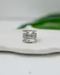 silver wide chains ring