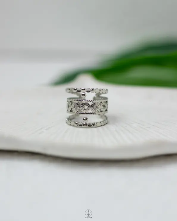 silver wide chains ring