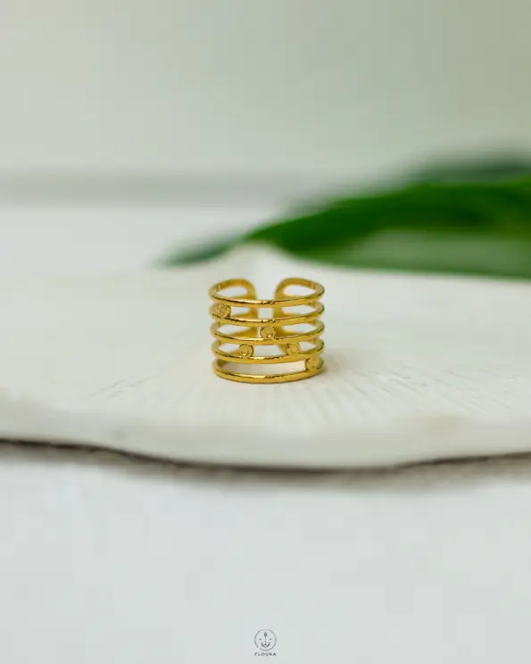 gold points free size ring