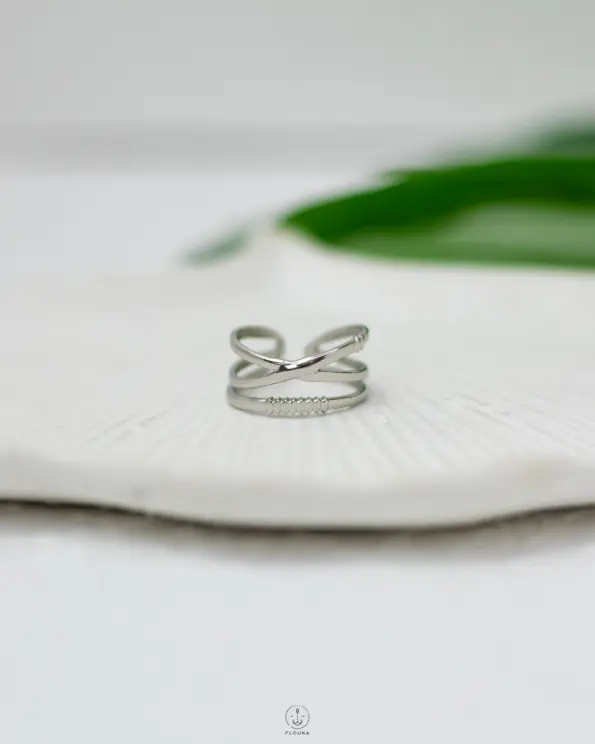 silver layers free size ring