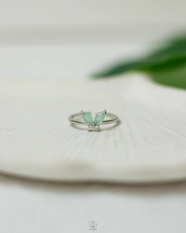 free size mint green butterfly ring