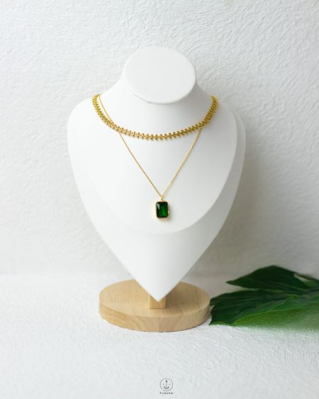wheat beeds green necklace