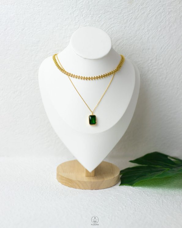 wheat beeds green necklace