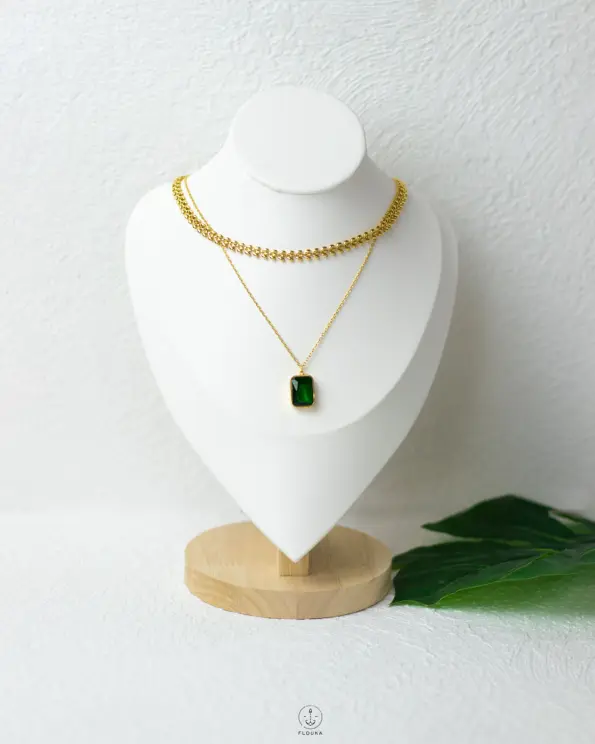 wheat beeds green necklace