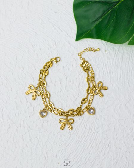 heart tie double layer bracelet