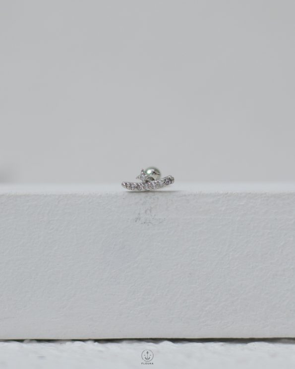 silver double stars strus piercing