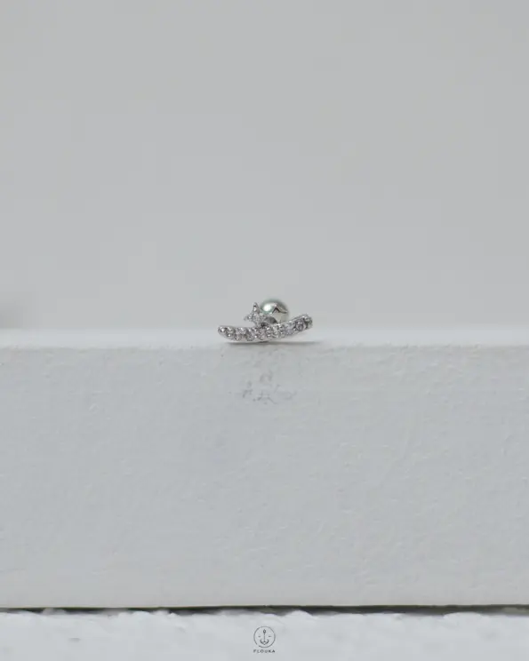 silver double stars strus piercing