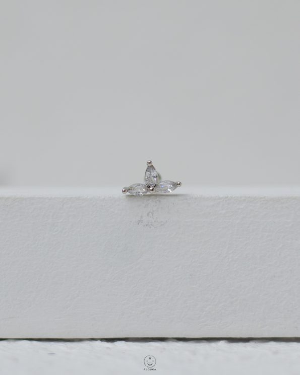 silver half folwer piercing