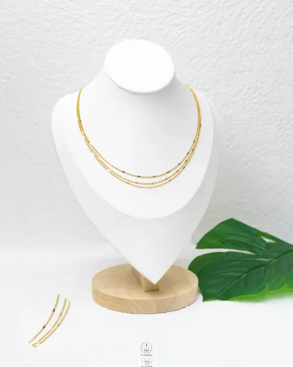 3 layers gold thin necklace
