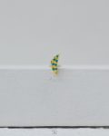 gold blue beeds crescent piercing