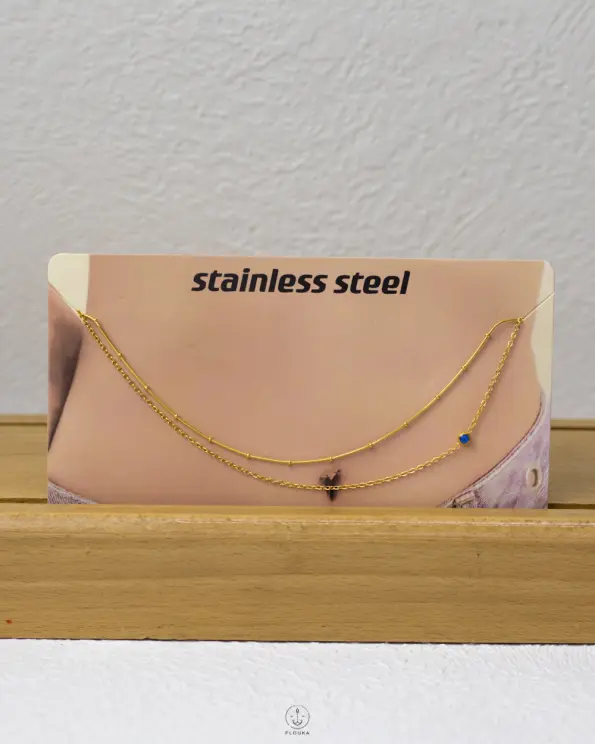 blue beeds double layer bodychain